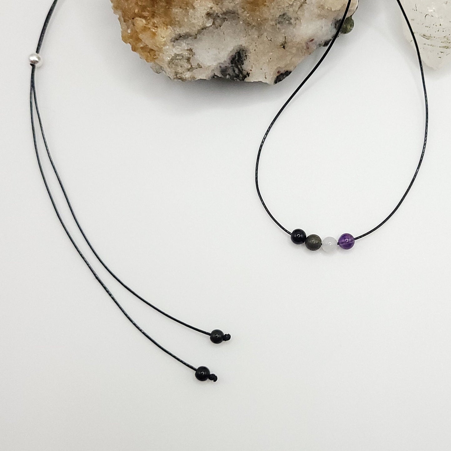 Asexual Pride Necklace, Adjustable Asexual Pride Crystal Choker