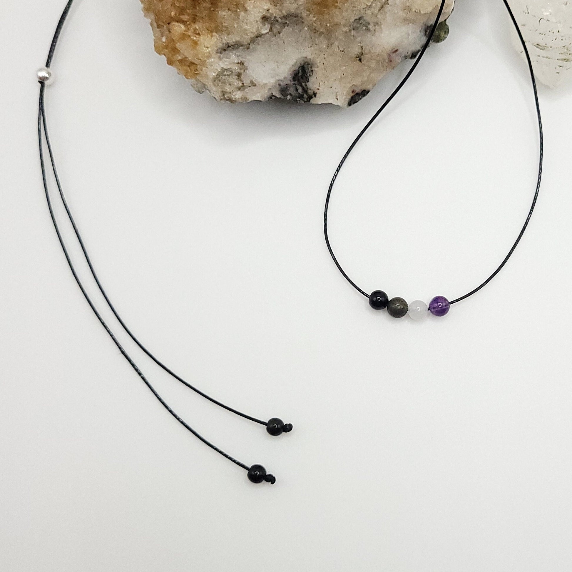 Asexual Pride Necklace, Adjustable Asexual Pride Crystal Choker