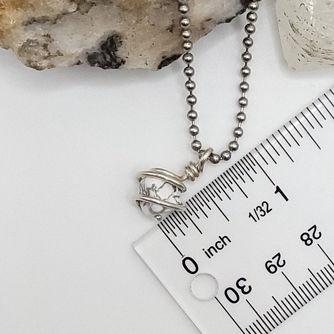Howlite Crystal Necklace in Silver Wire