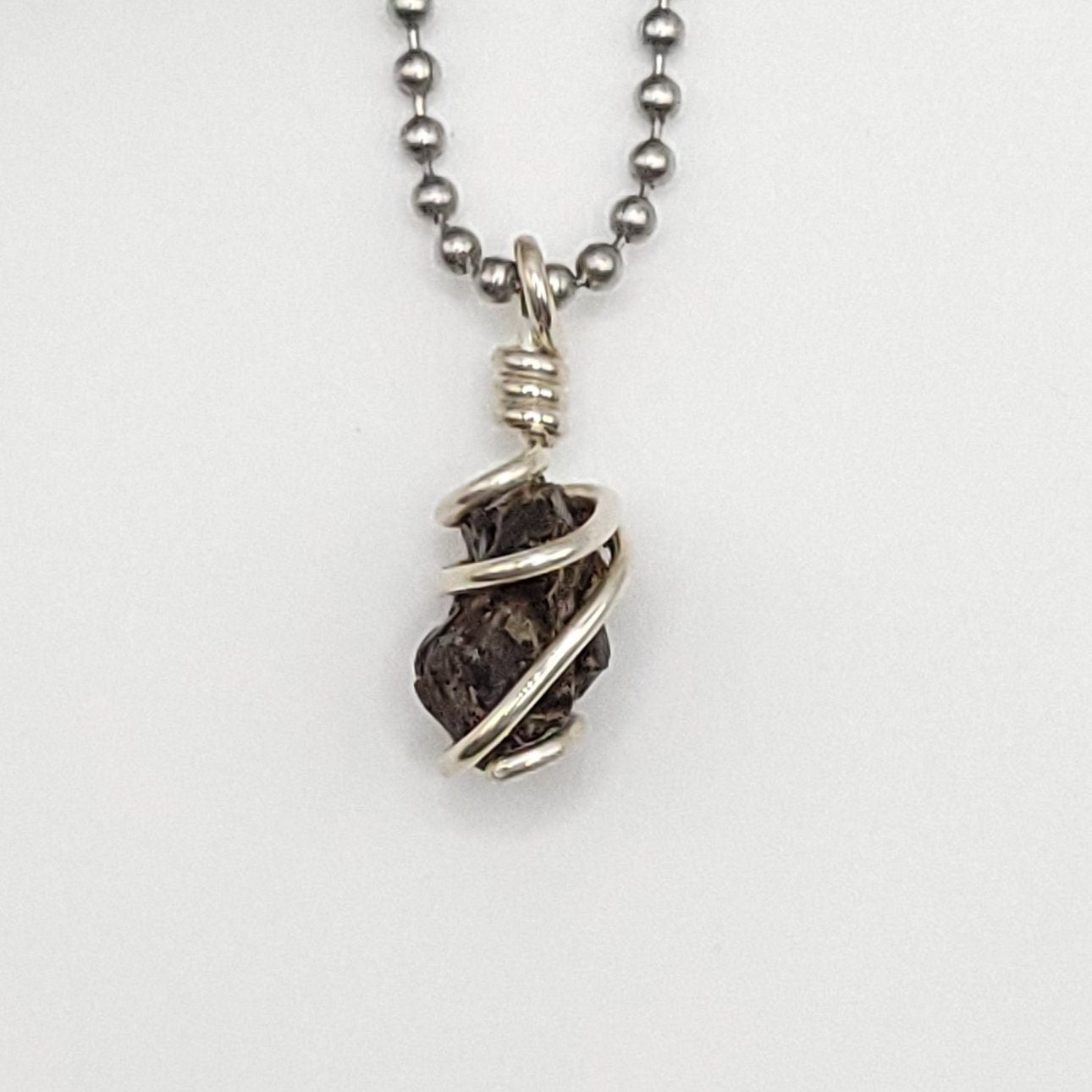 Raw Amber Crystal Necklace in Silver Wire