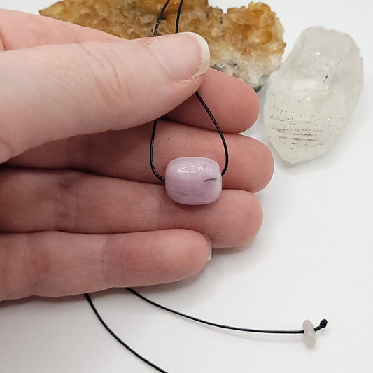 Adjustable Kunzite Necklace, Dainty Kunzite Choker, Cord Necklace