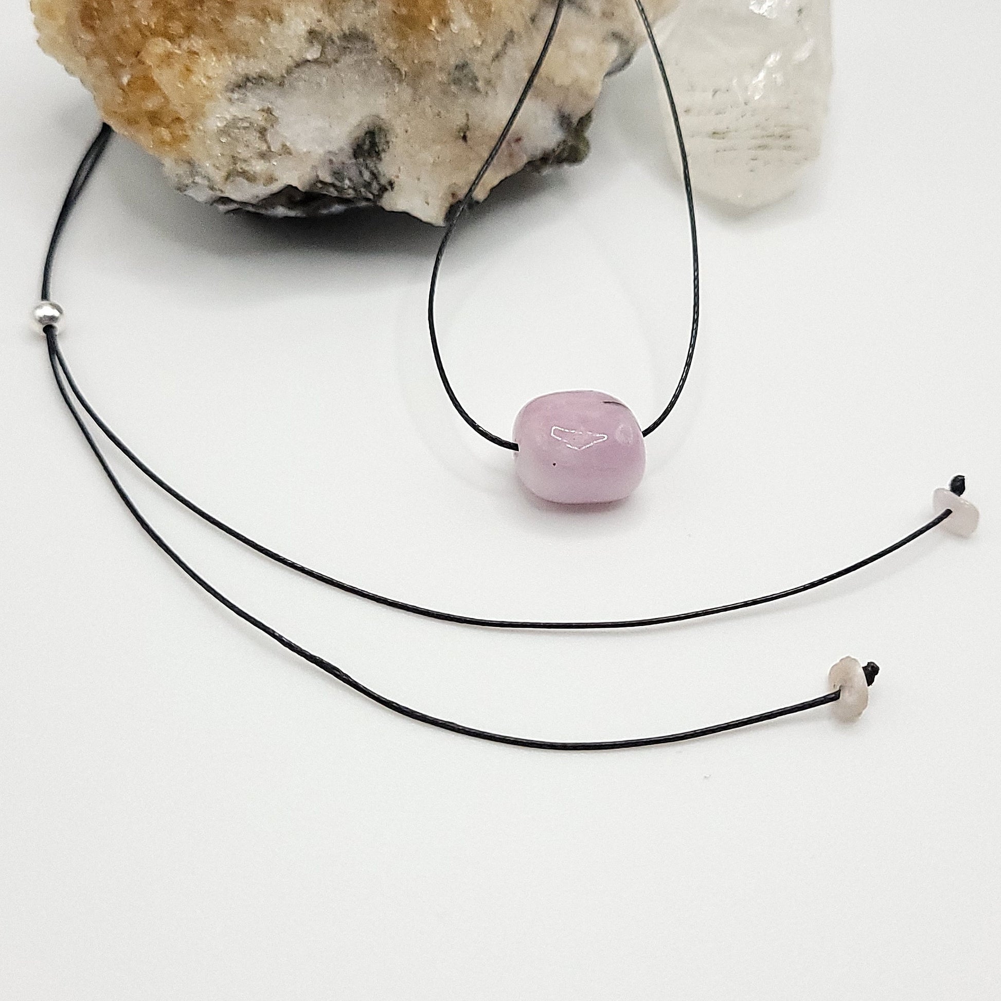 Adjustable Kunzite Necklace, Dainty Kunzite Choker, Cord Necklace