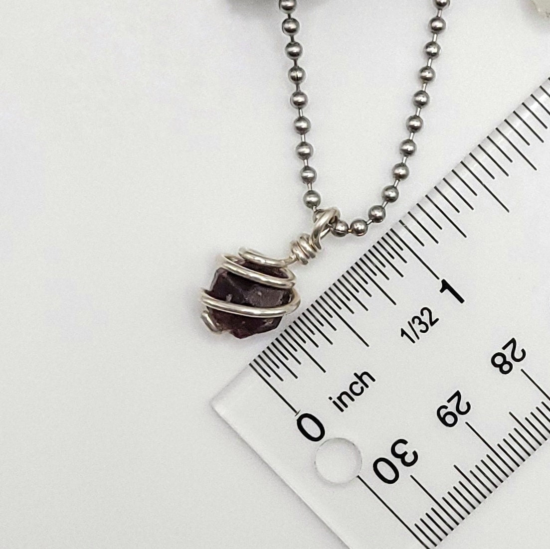 Raw Garnet Crystal Necklace in Silver Wire