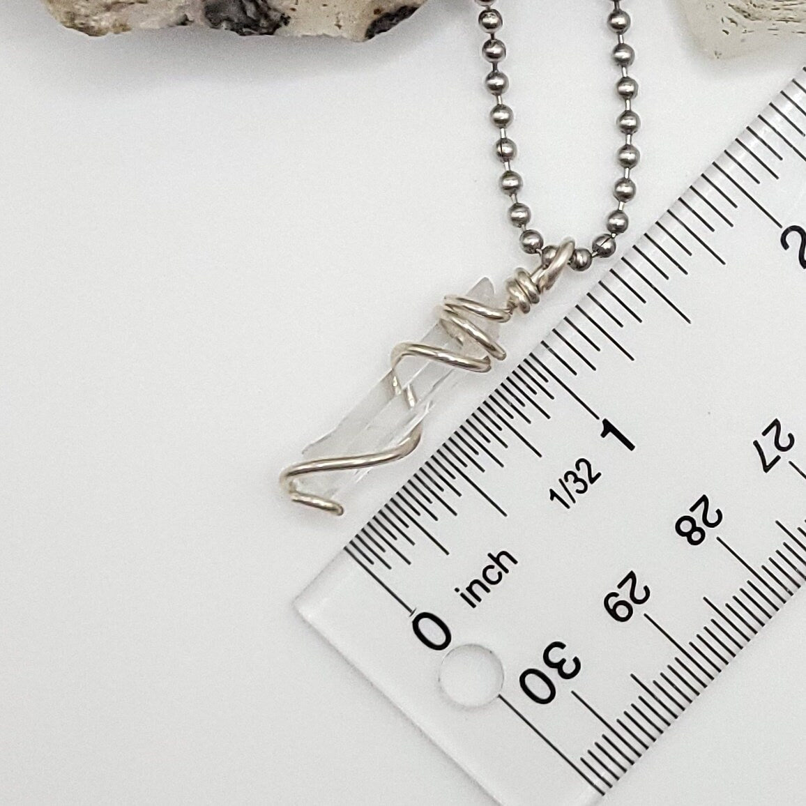 Lemurian Crystal Necklace in Silver Wire