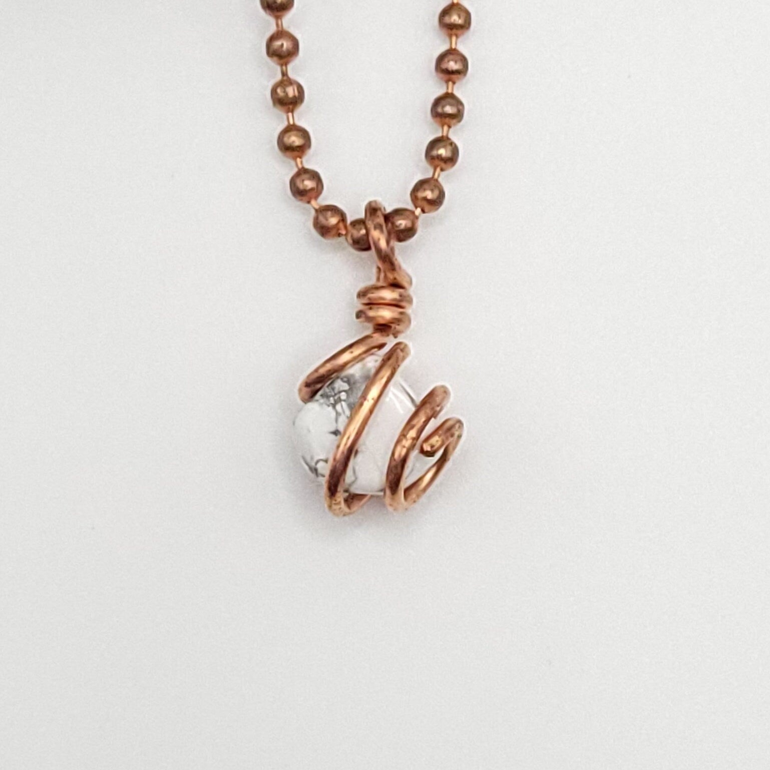 Howlite Crystal Necklace in Copper Wire