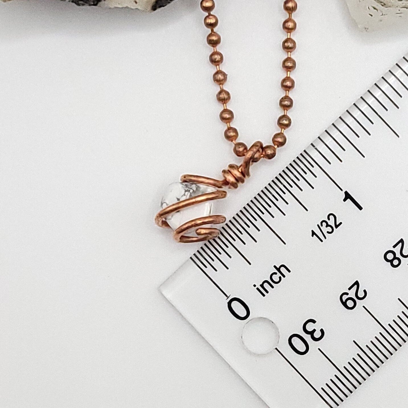 Howlite Crystal Necklace in Copper Wire