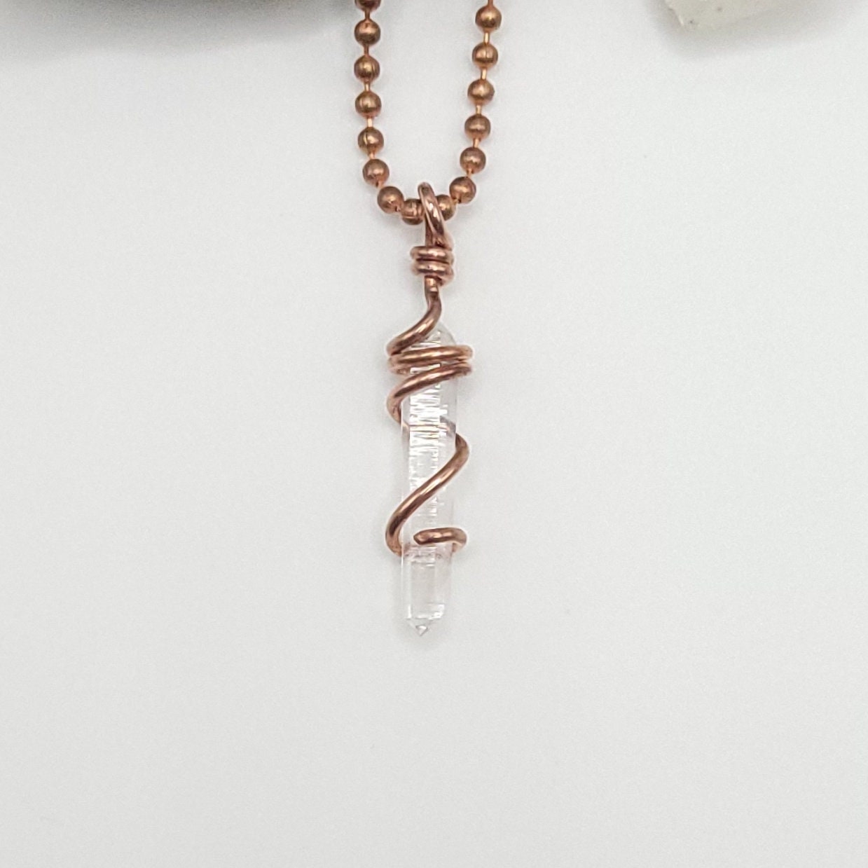 Lemurian Crystal Necklace in Copper Wire