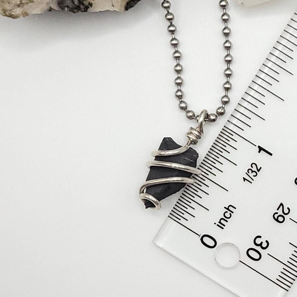 Raw Shungite Crystal Necklace in Silver
