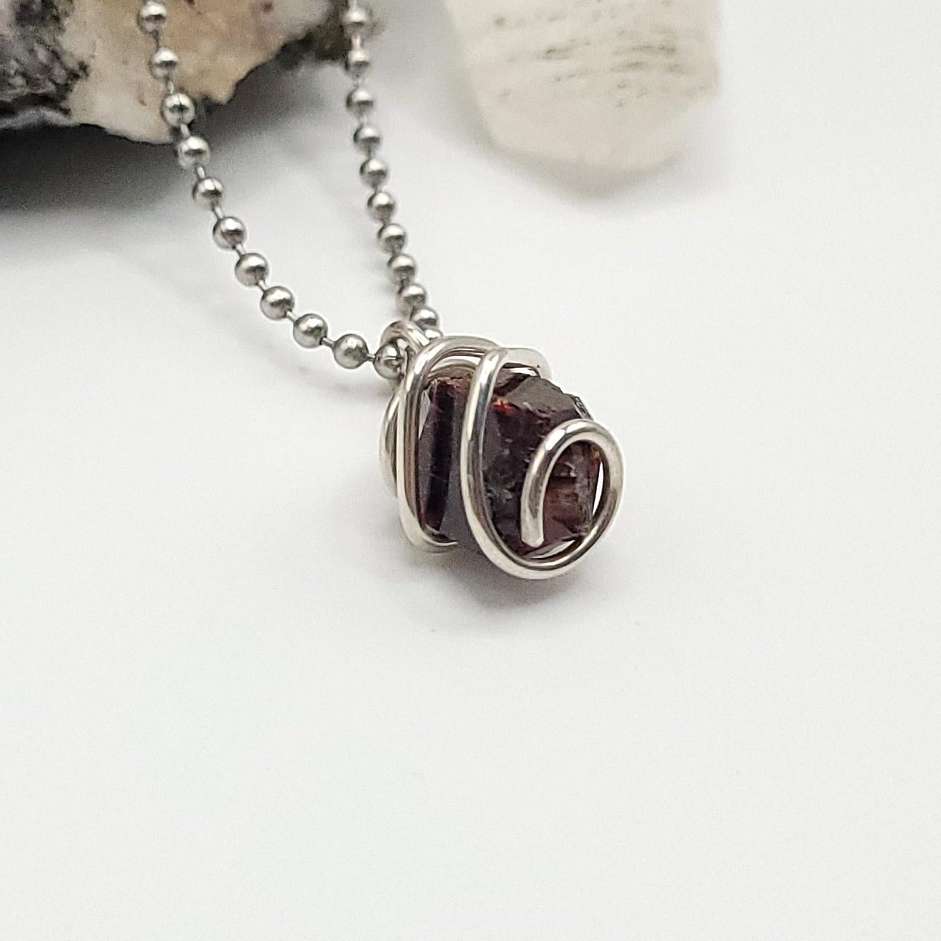 Raw Zircon Crystal Necklace in Silver