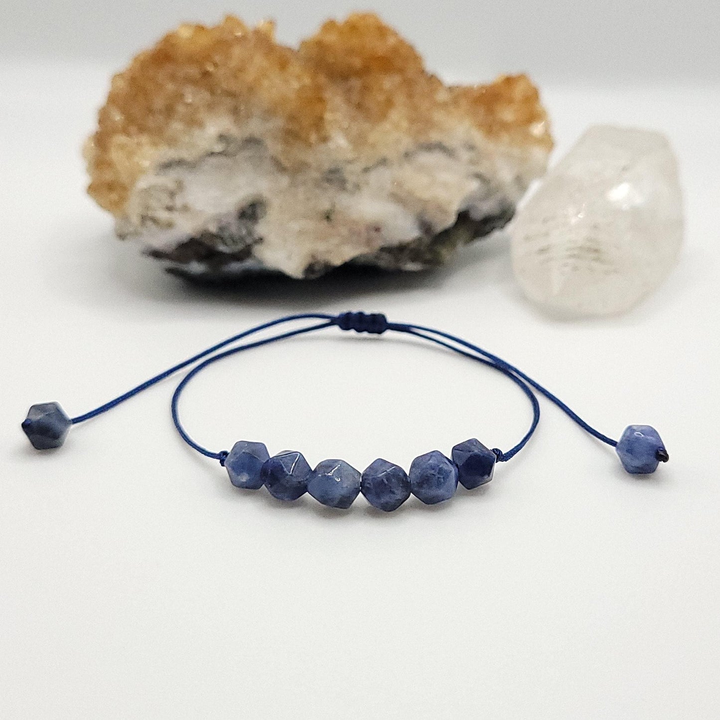 Adjustable Sodalite Crystal Bracelet front view