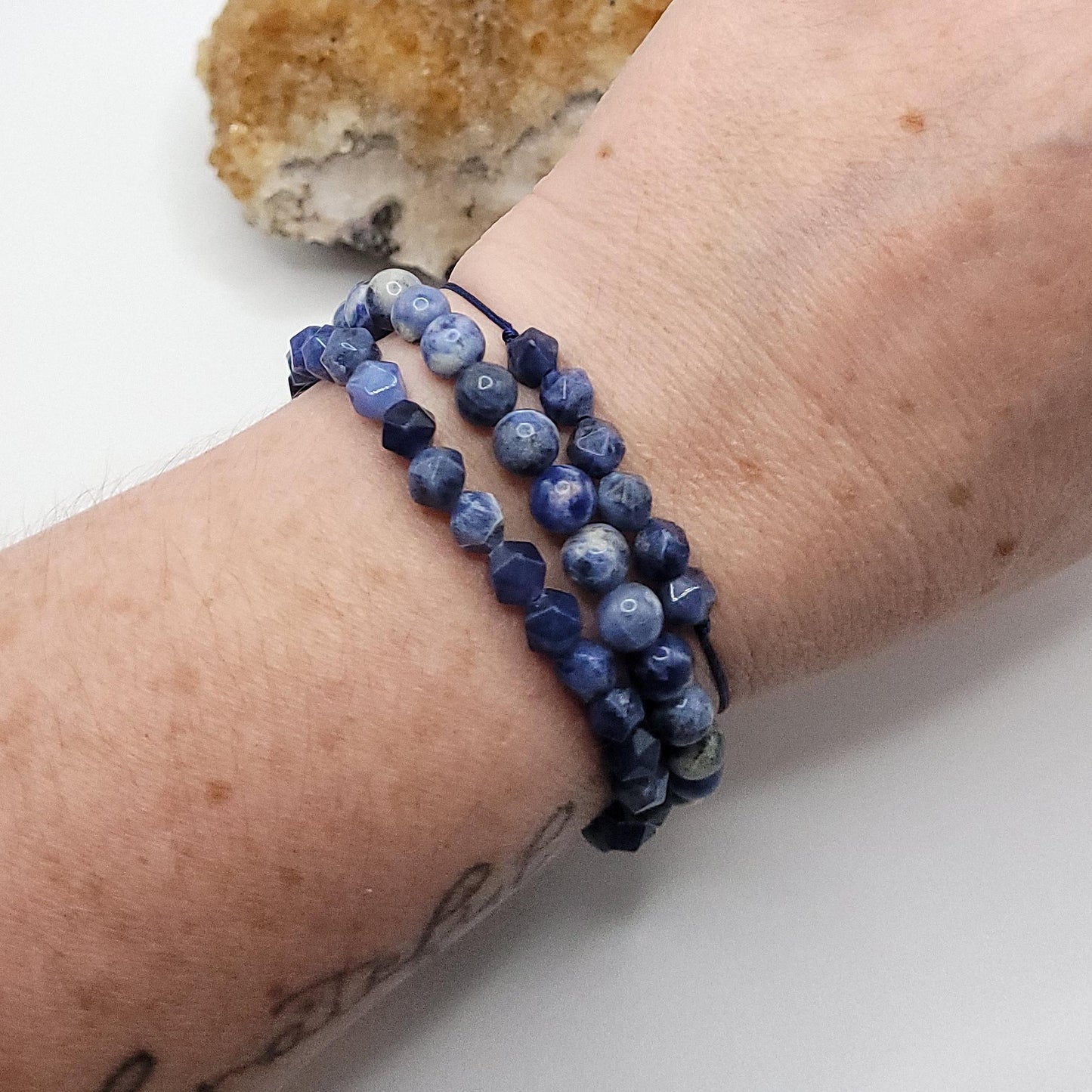 Adjustable Sodalite Crystal Bracelets stack