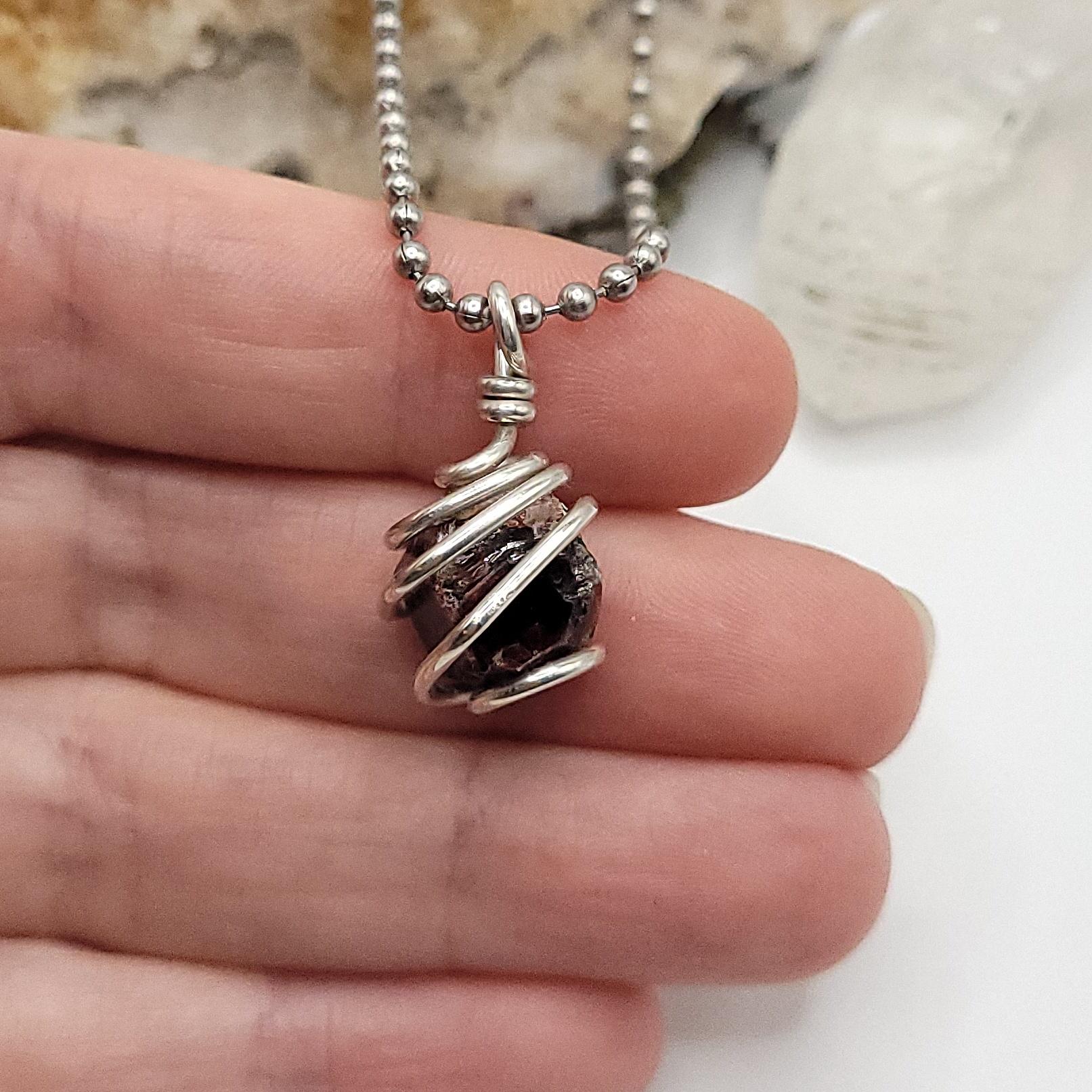 Raw Zircon Crystal Necklace in Silver