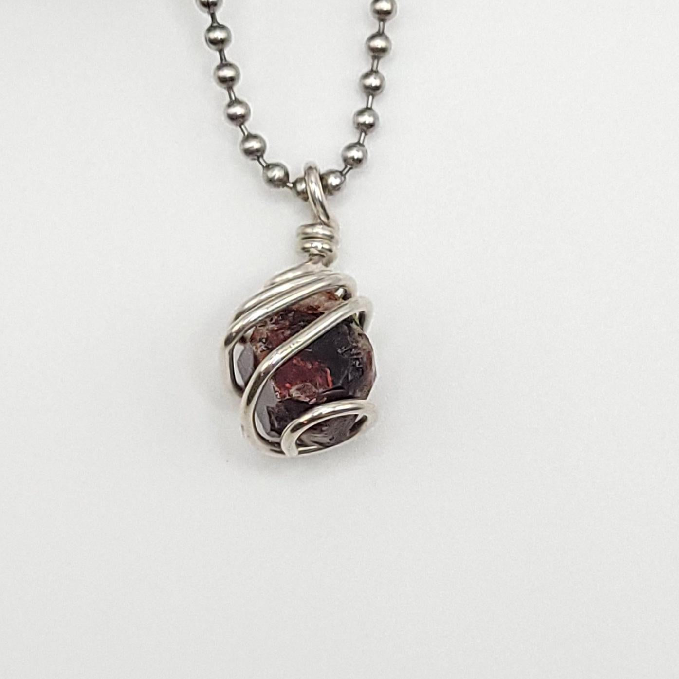 Raw Zircon Crystal Necklace in Silver