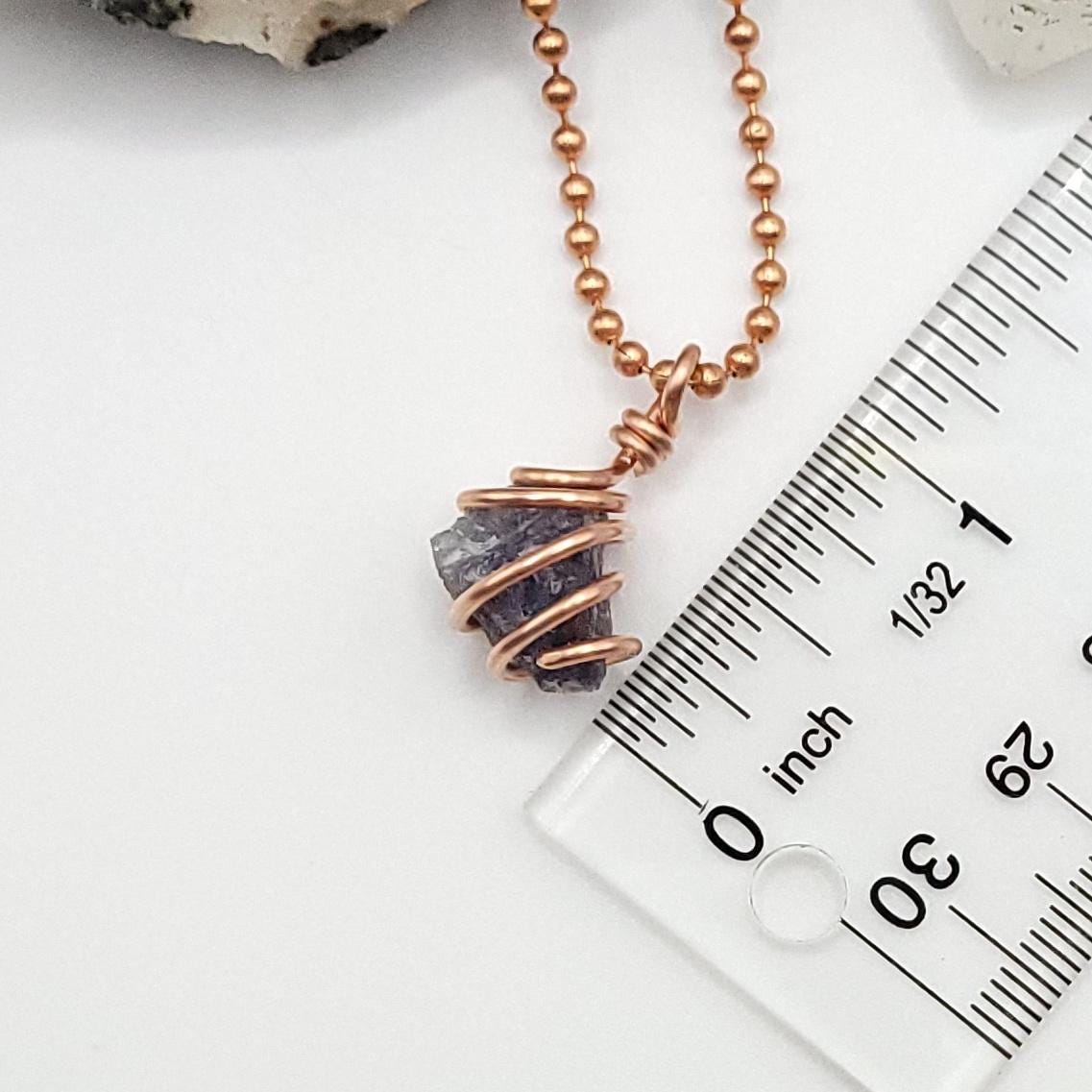 Raw Iolite Crystal Necklace in Copper