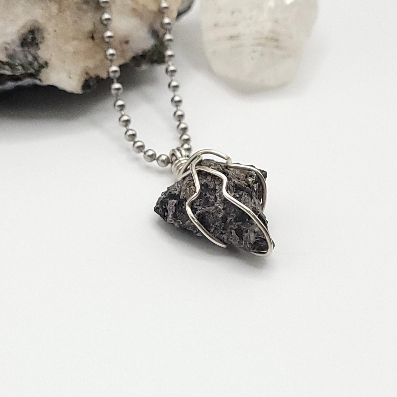 Raw Mystic Merlinite Crystal Necklace in Silver