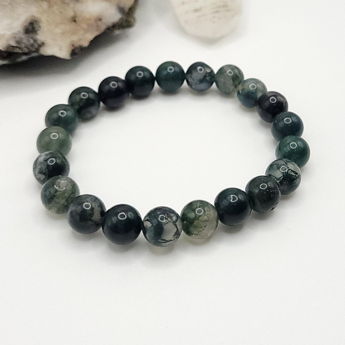 Green Moss Agate Crystal Stretch Bracelet