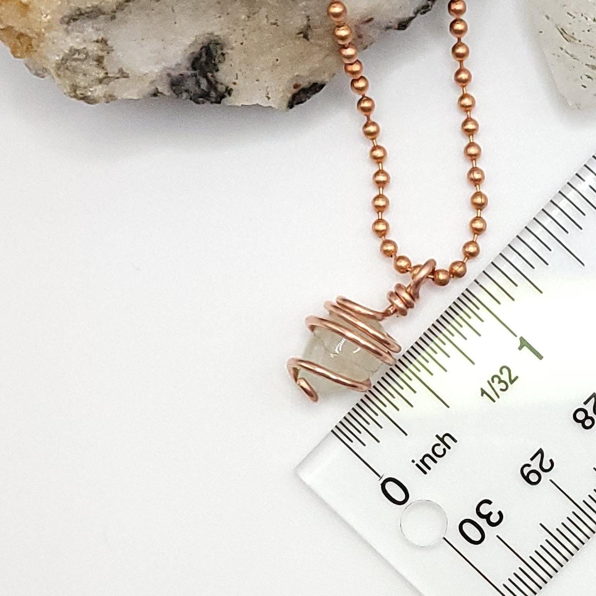 Prehnite Teardrop Crystal Necklace in Copper