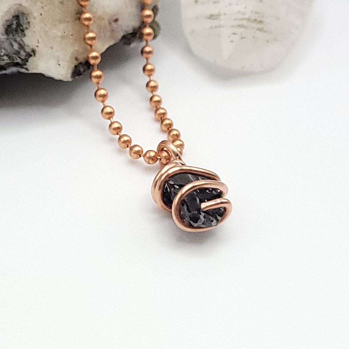 Raw Snowflake Obsidian Crystal Necklace in Copper
