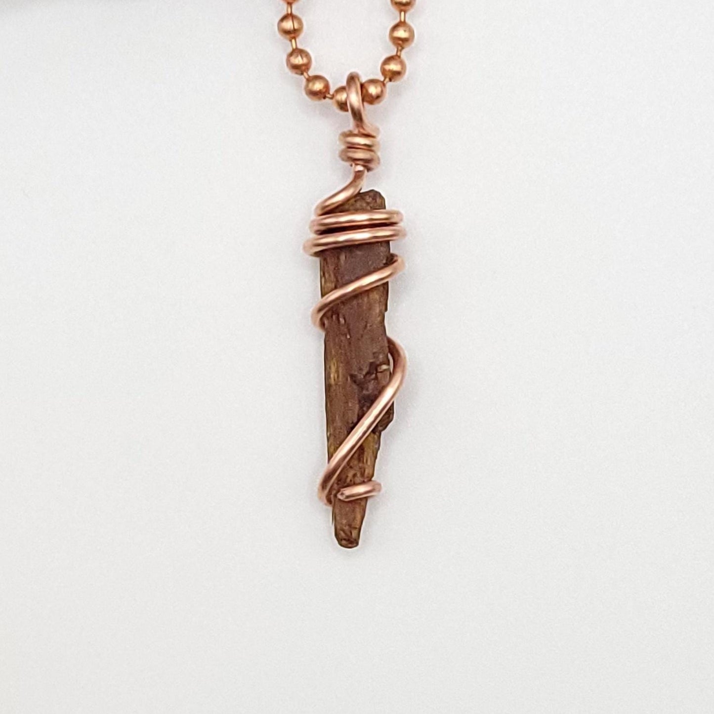 Raw Orange Kyanite Crystal Necklace in Copper