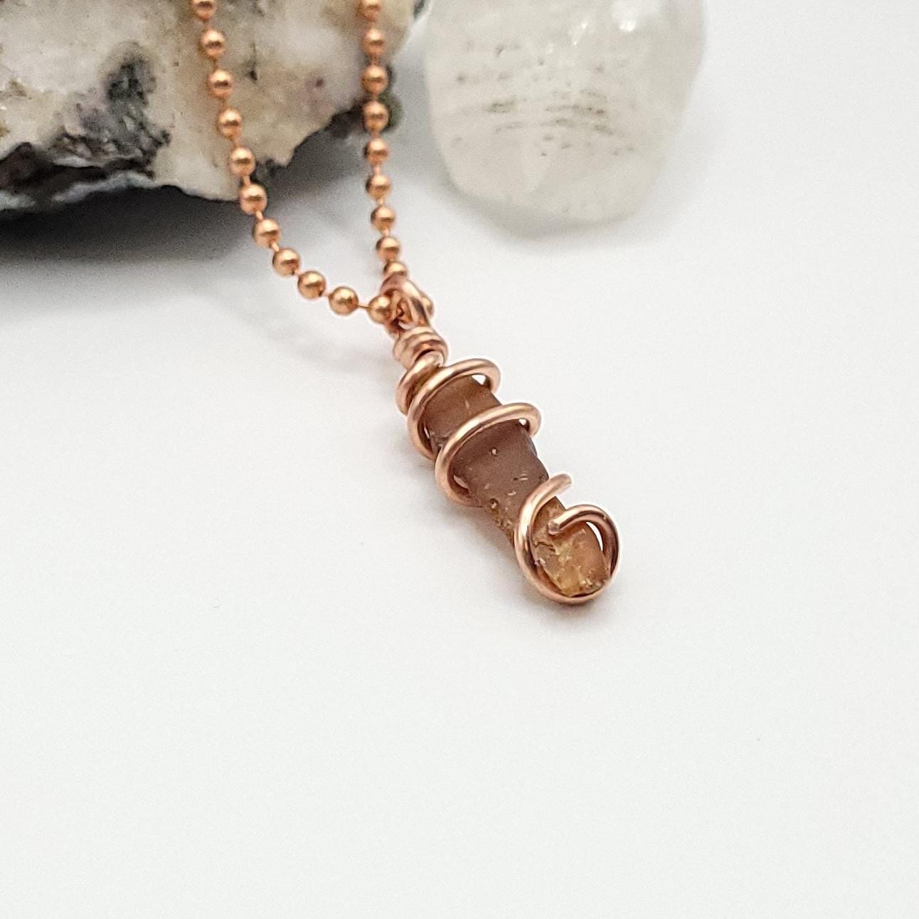 Raw Orange Kyanite Crystal Necklace in Copper