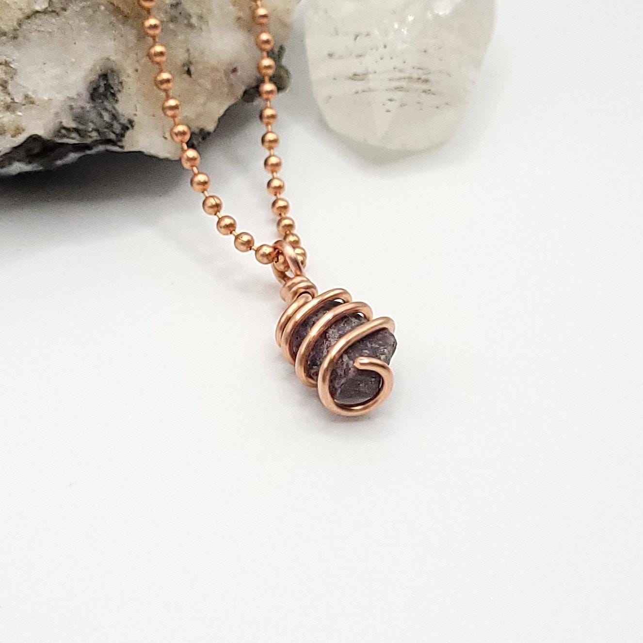 Raw Sapphire Crystal Necklace in Copper