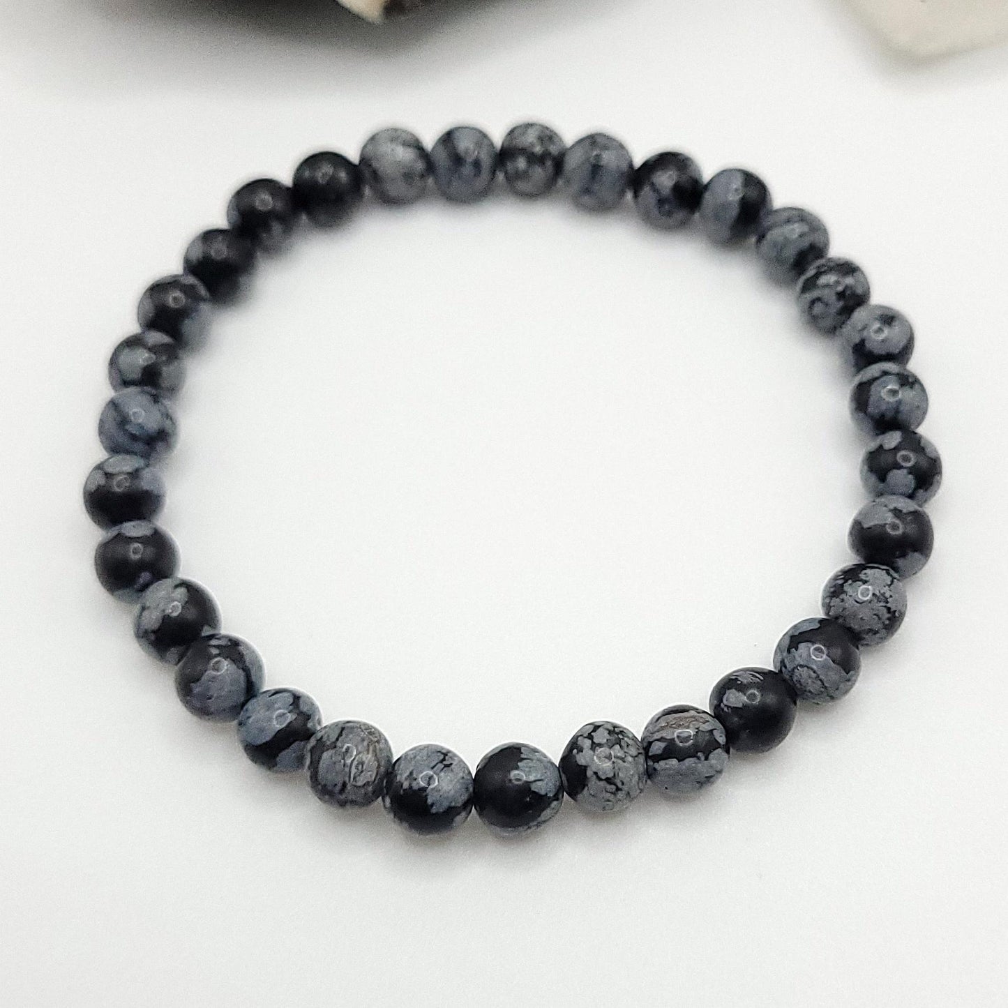 Snowflake Obsidian Crystal Stretch Bracelet