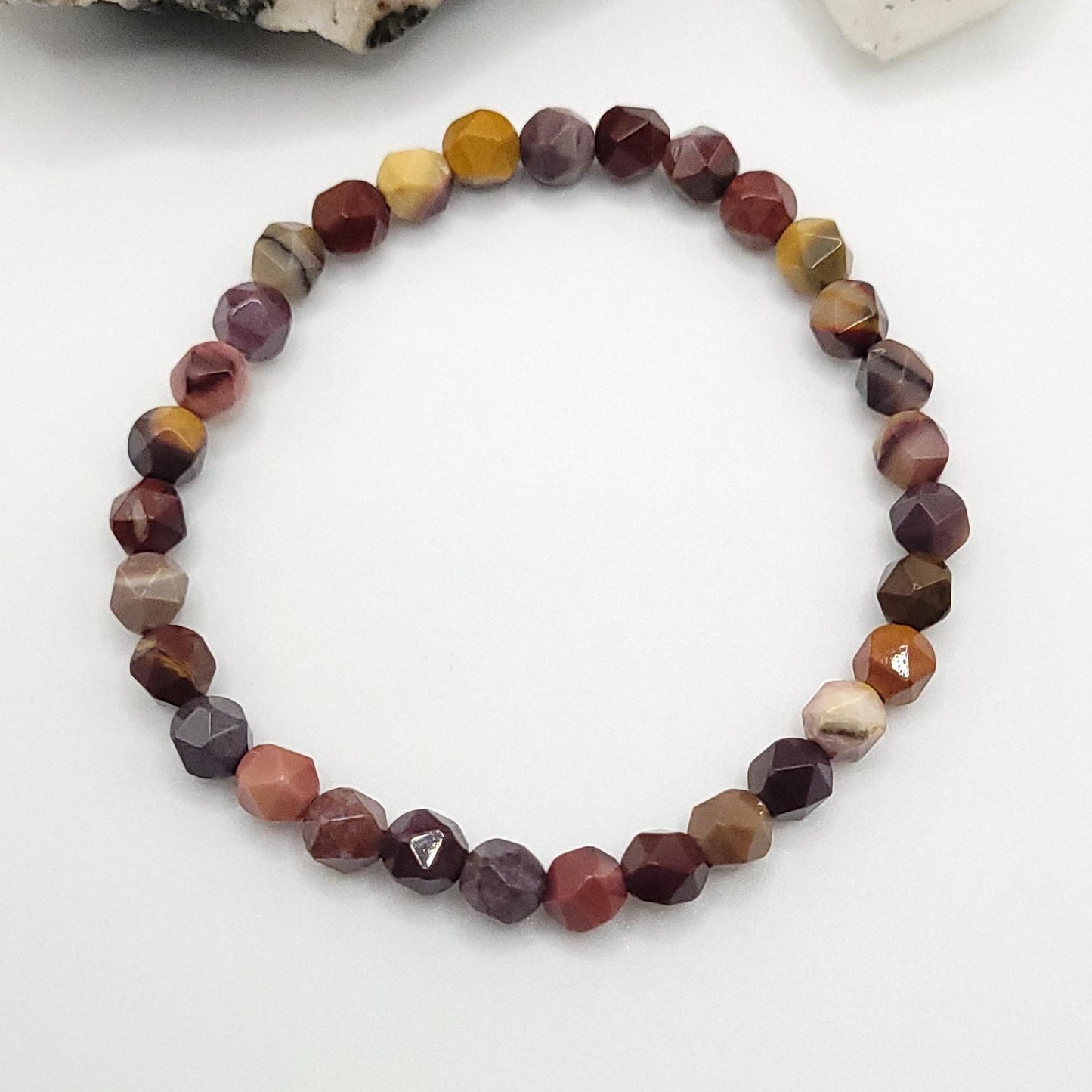 Faceted Mookaite Jasper Crystal Stretch Bracelet