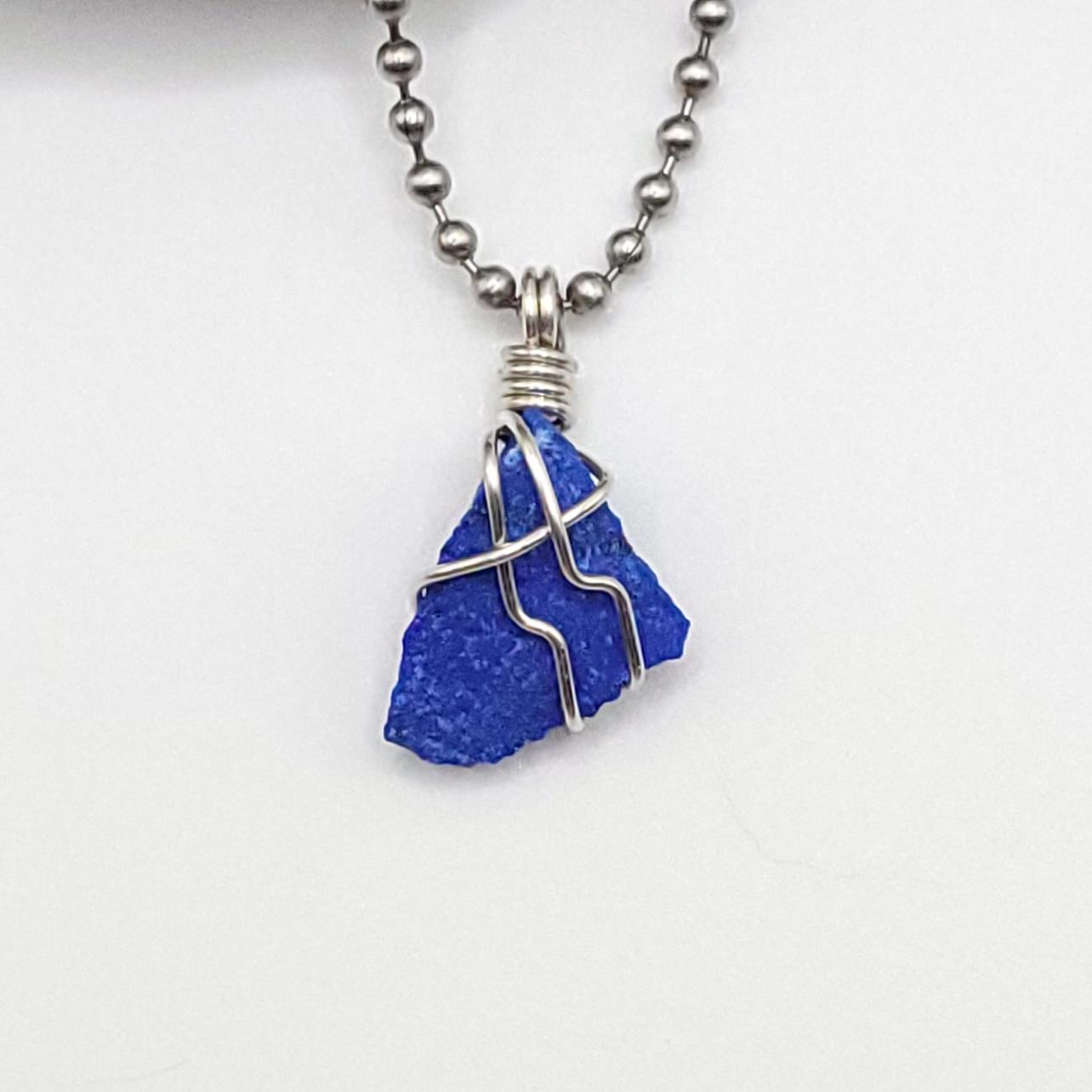 Raw Lapis Lazuli Crystal Necklace in Silver