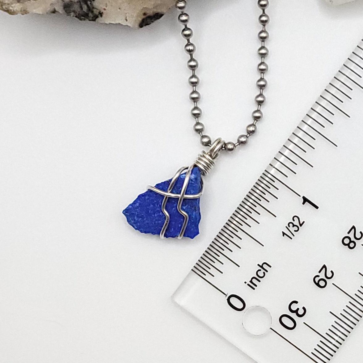 Raw Lapis Lazuli Crystal Necklace in Silver