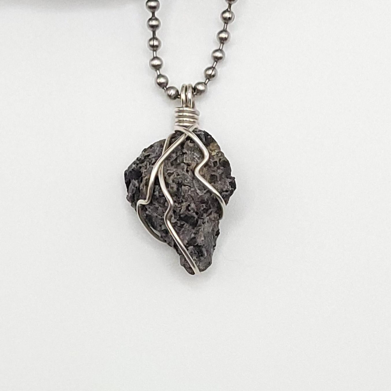 Raw Mystic Merlinite Crystal Necklace in Silver
