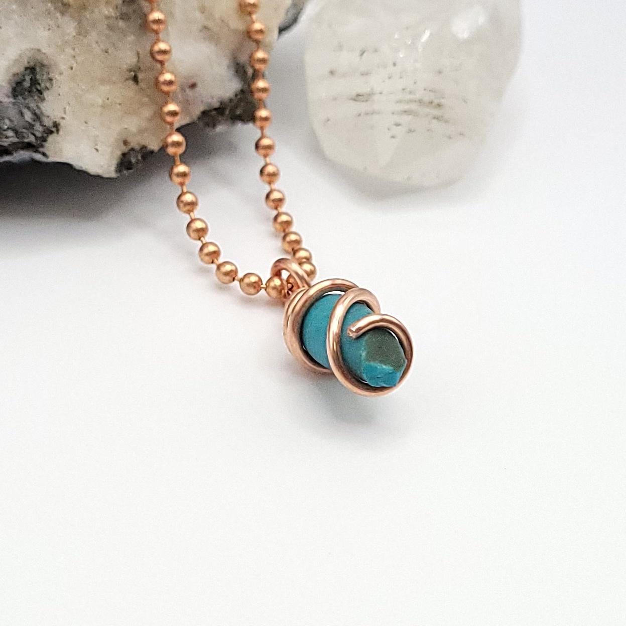 Turquoise Crystal Necklace in Copper