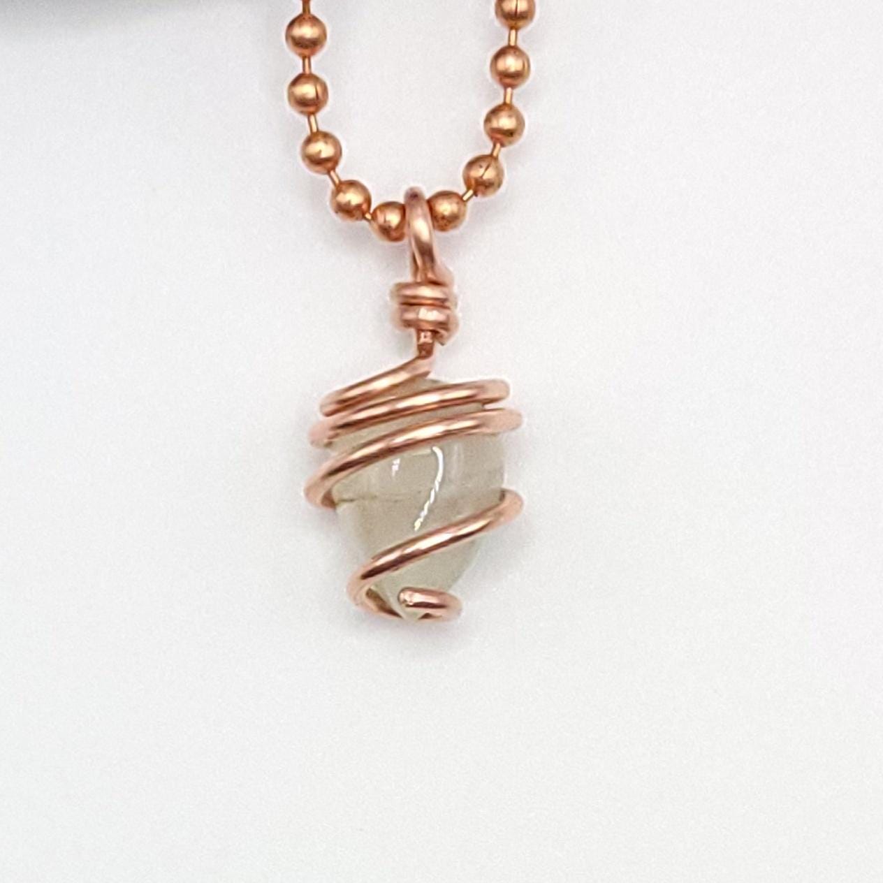 Prehnite Teardrop Crystal Necklace in Copper