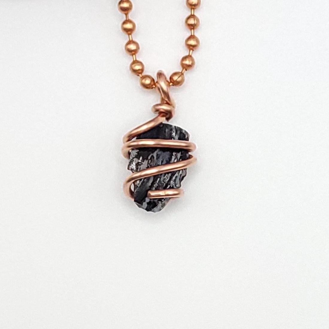Raw Snowflake Obsidian Crystal Necklace in Copper