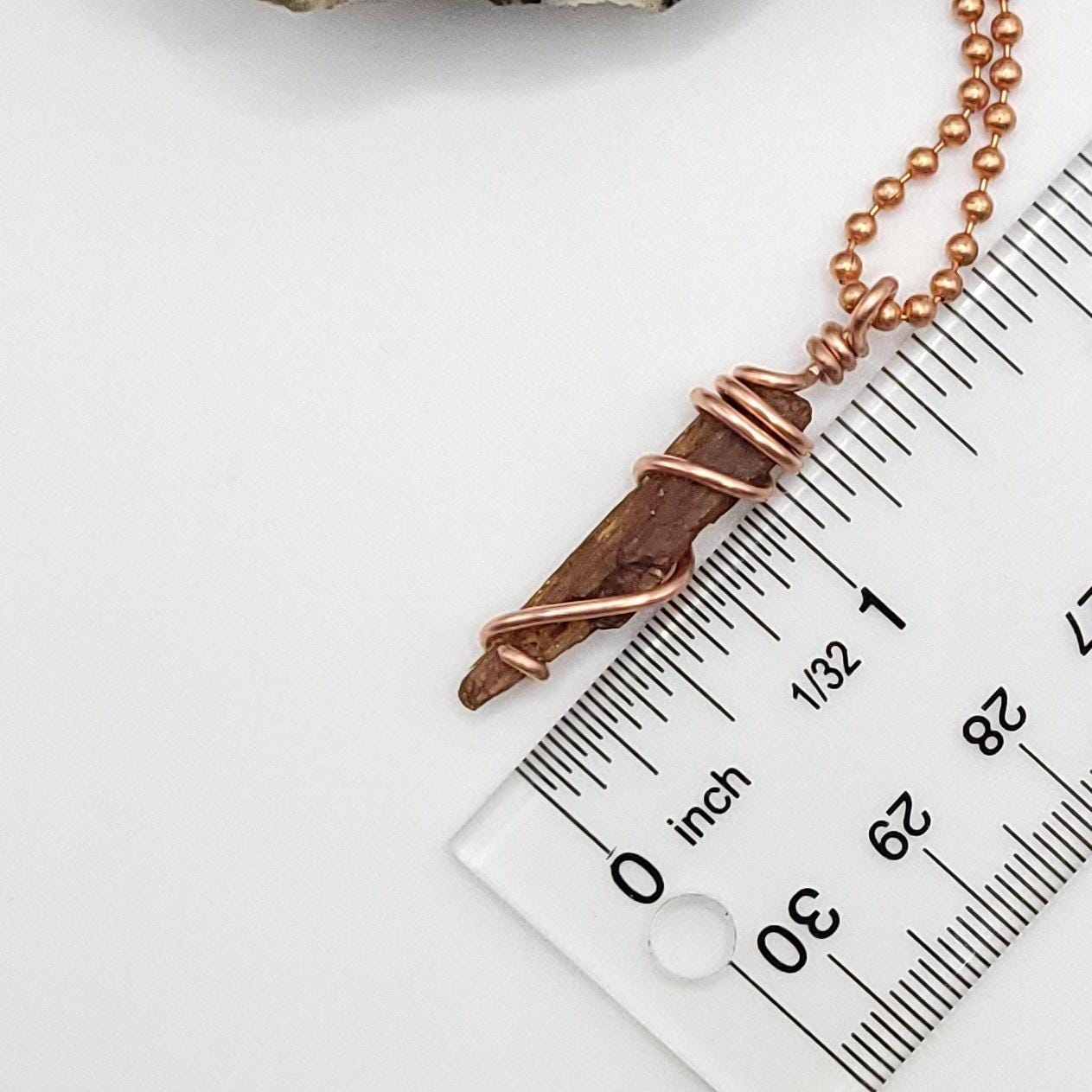 Raw Orange Kyanite Crystal Necklace in Copper