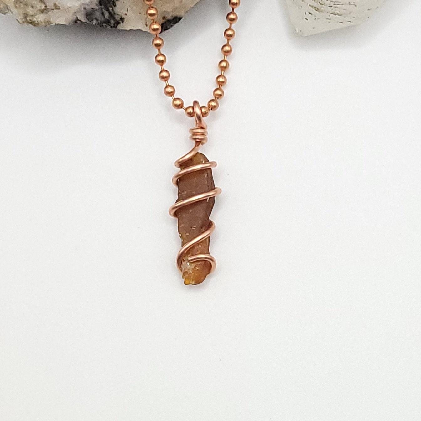 Raw Orange Kyanite Crystal Necklace in Copper