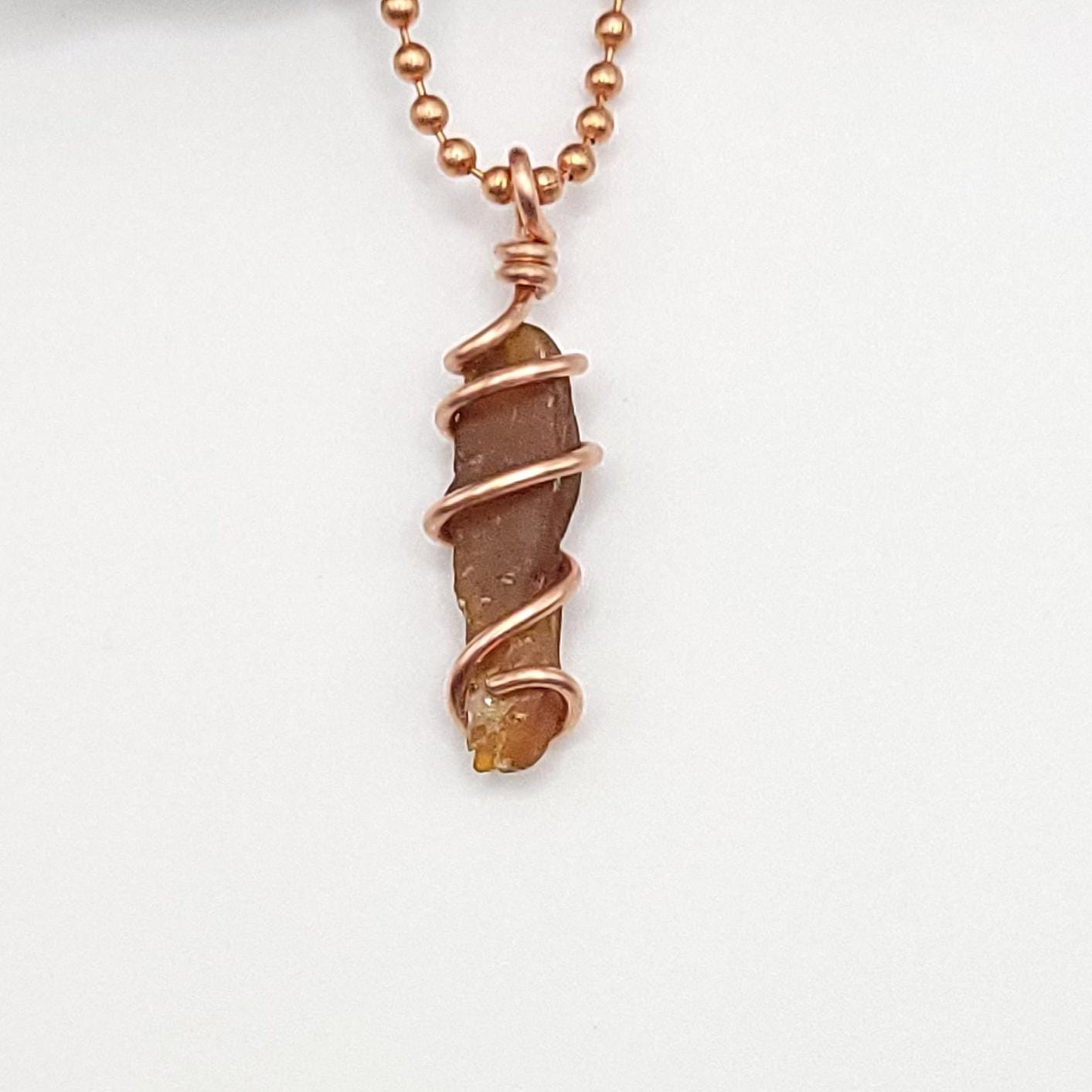 Raw Orange Kyanite Crystal Necklace in Copper