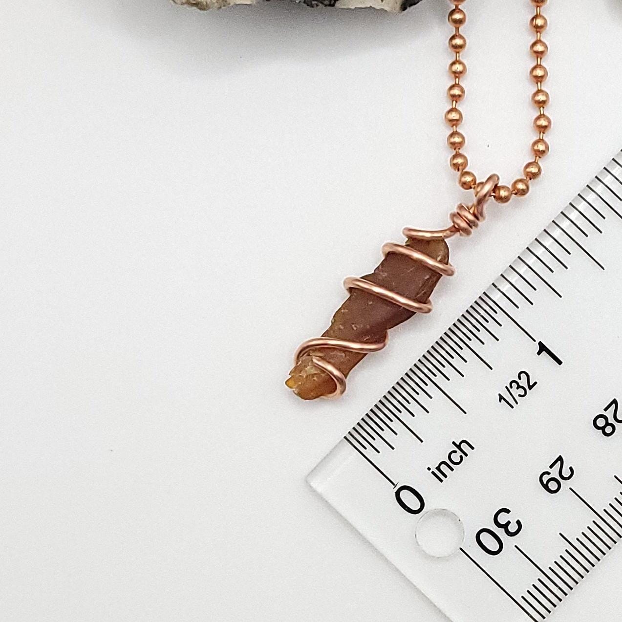 Raw Orange Kyanite Crystal Necklace in Copper