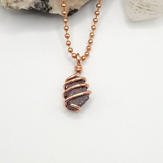 Raw Sapphire Crystal Necklace in Copper