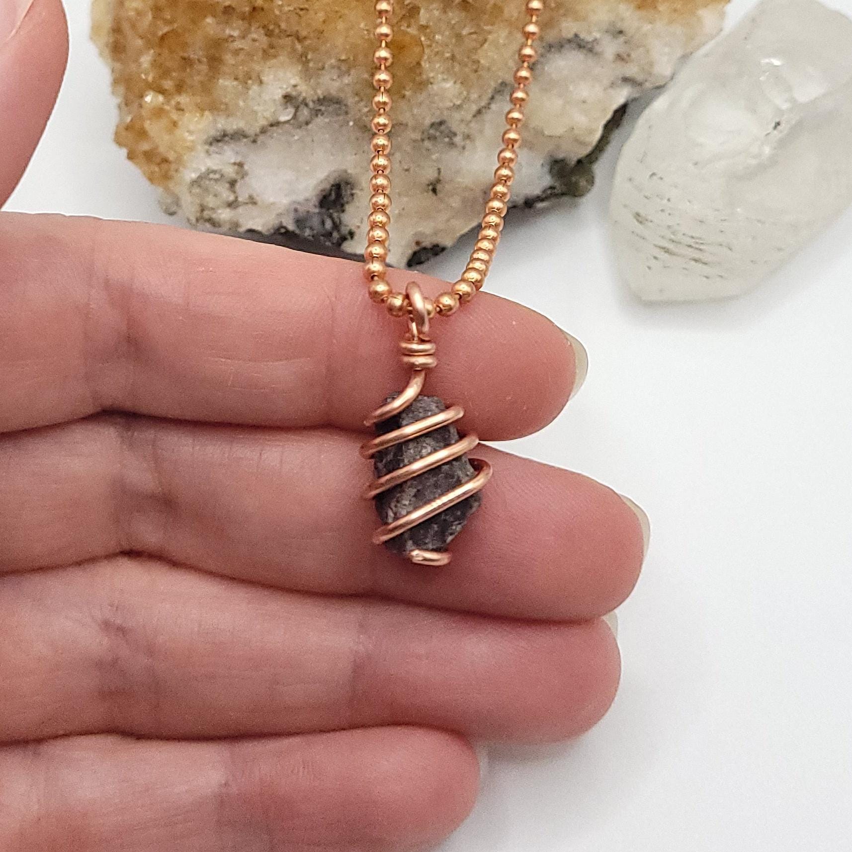 Raw Sapphire Crystal Necklace in Copper
