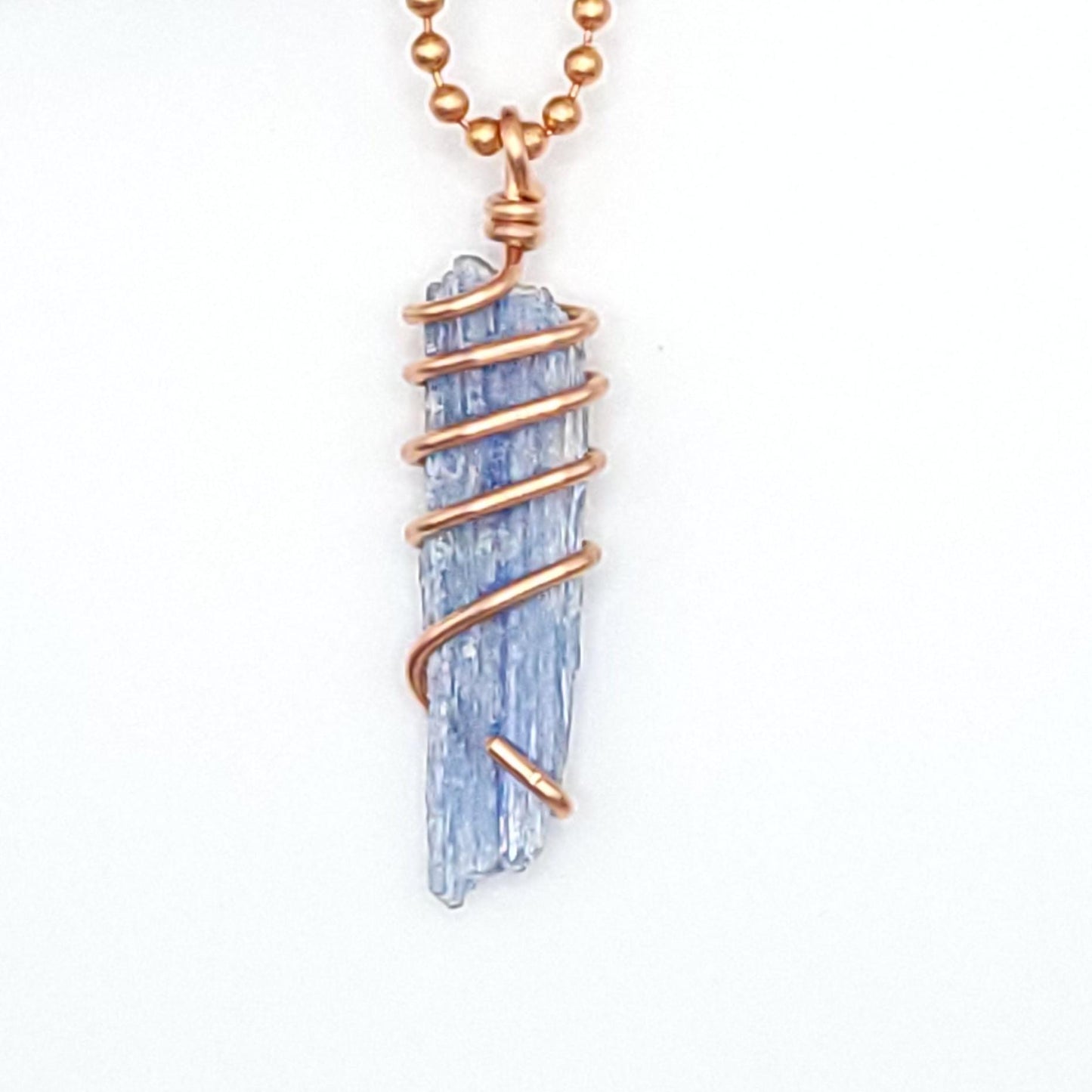 Raw Blue Kyanite Crystal Necklace in Copper