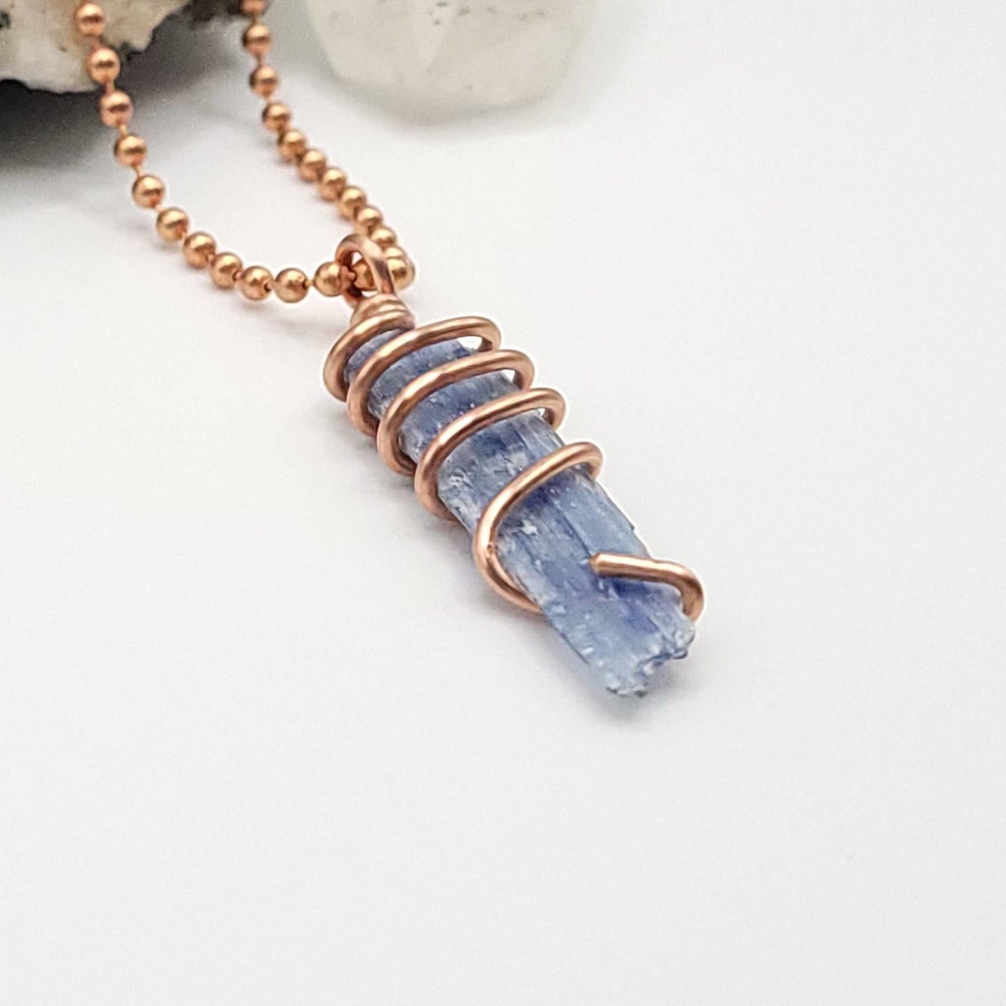 Raw Blue Kyanite Crystal Necklace in Copper