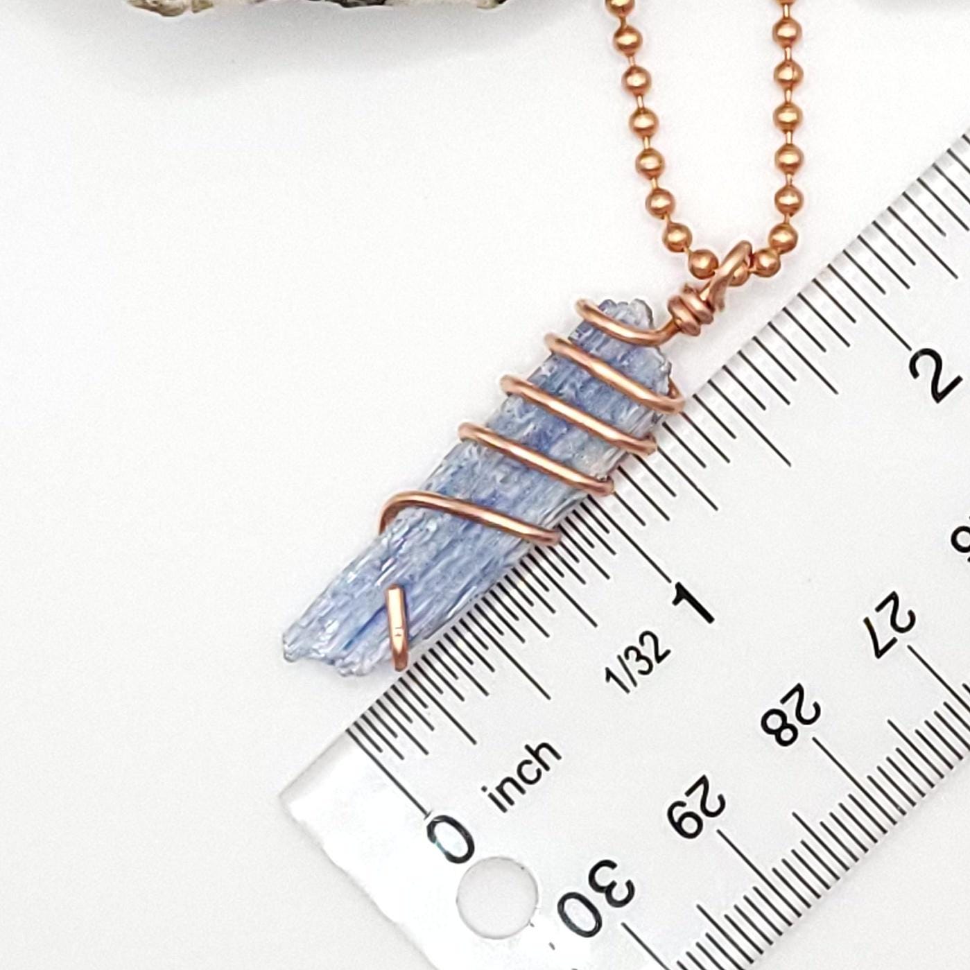 Raw Blue Kyanite Crystal Necklace in Copper