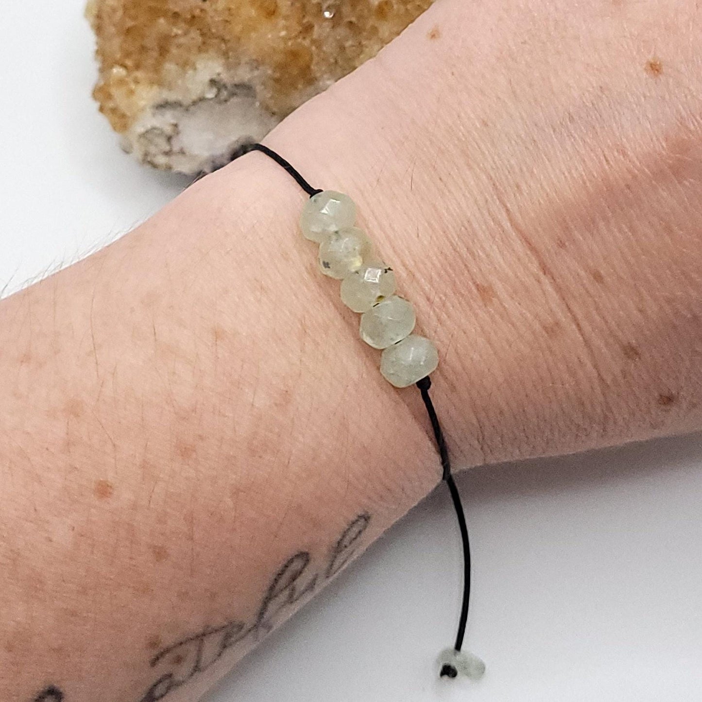 Adjustable Prehnite Crystal Bracelet