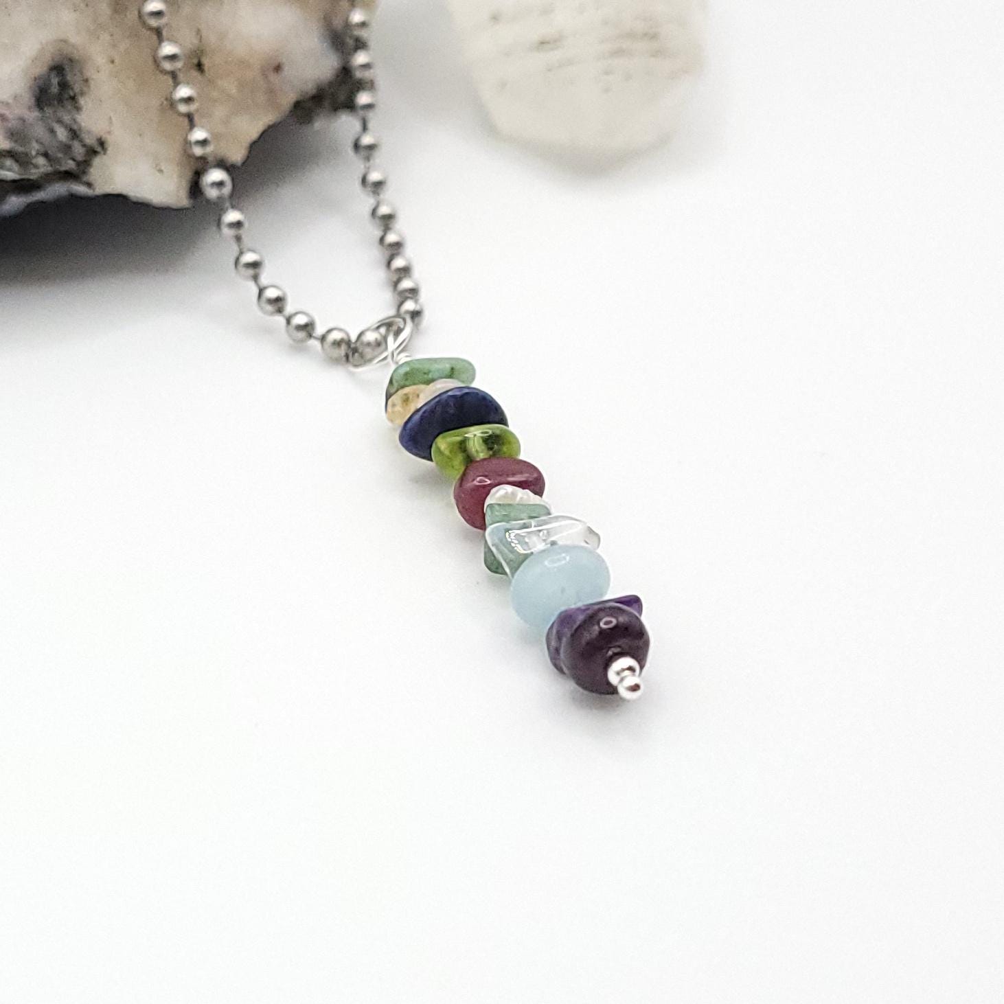 Personalized Birthstone Necklace, Family Birthstone Pendant side view
