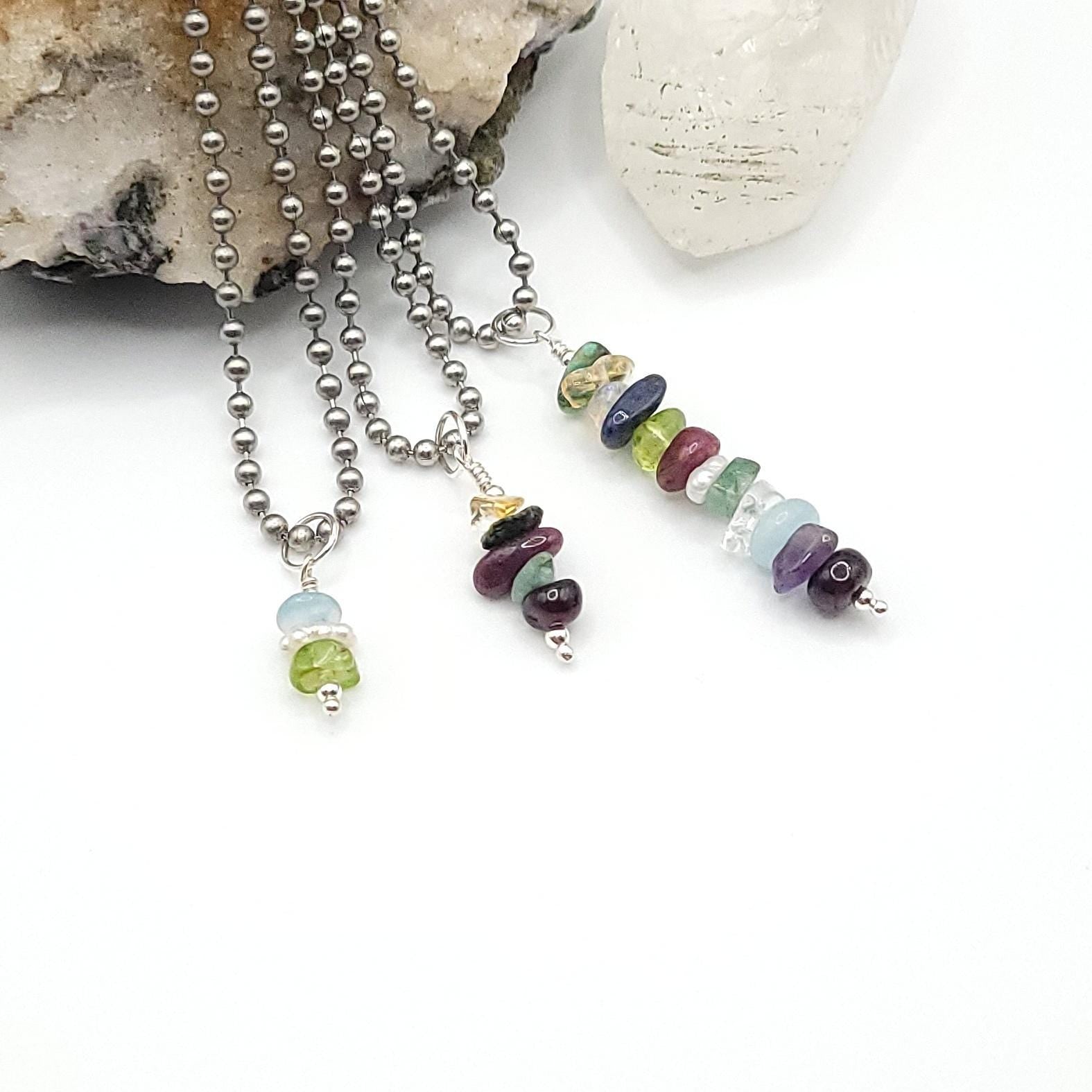 Personalized Birthstone Necklace, Family Birthstone Pendant