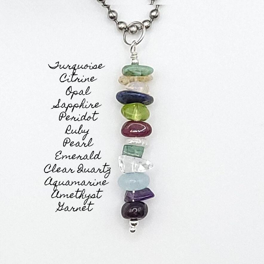 Personalized Birthstone Necklace, Family Birthstone Necklace, Mother Birthstone Necklace, Gift for Mom, Gift for Her, Birthstone Pendant
