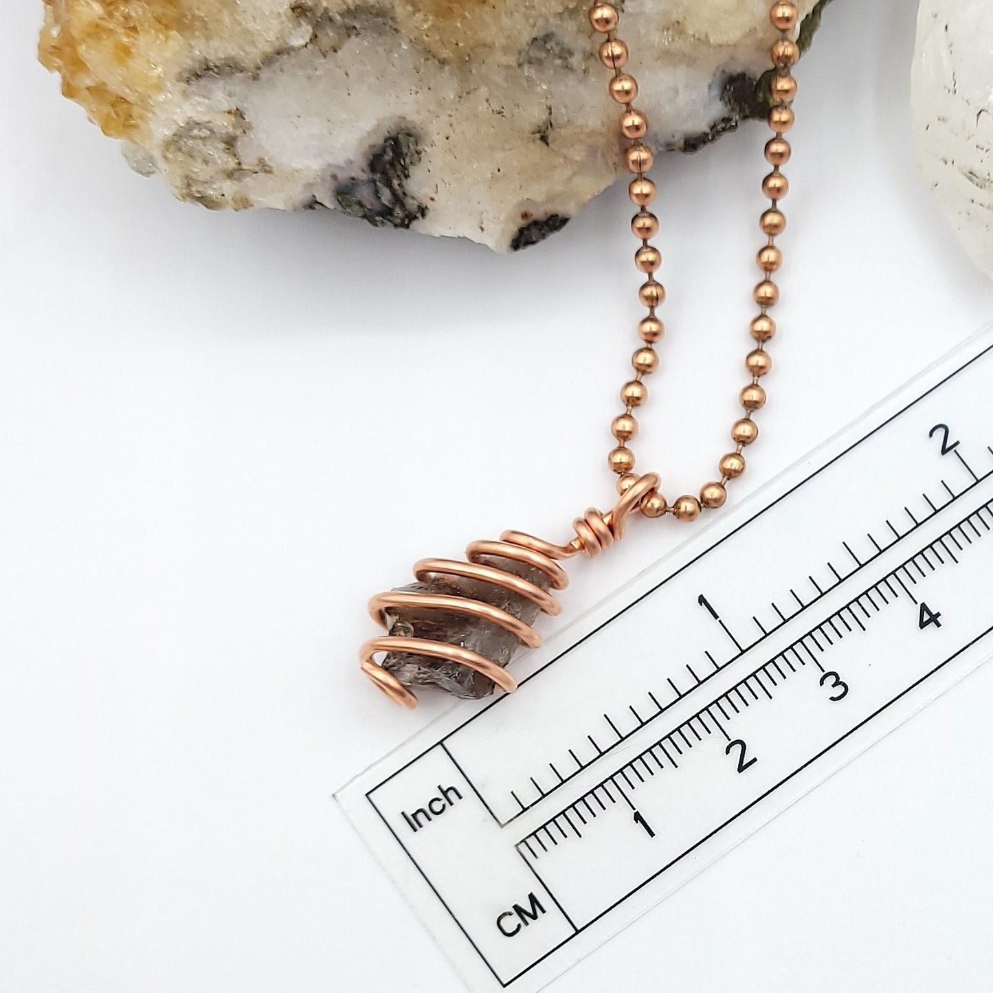 Raw Smoky Quartz Crystal Necklace in Copper Wire