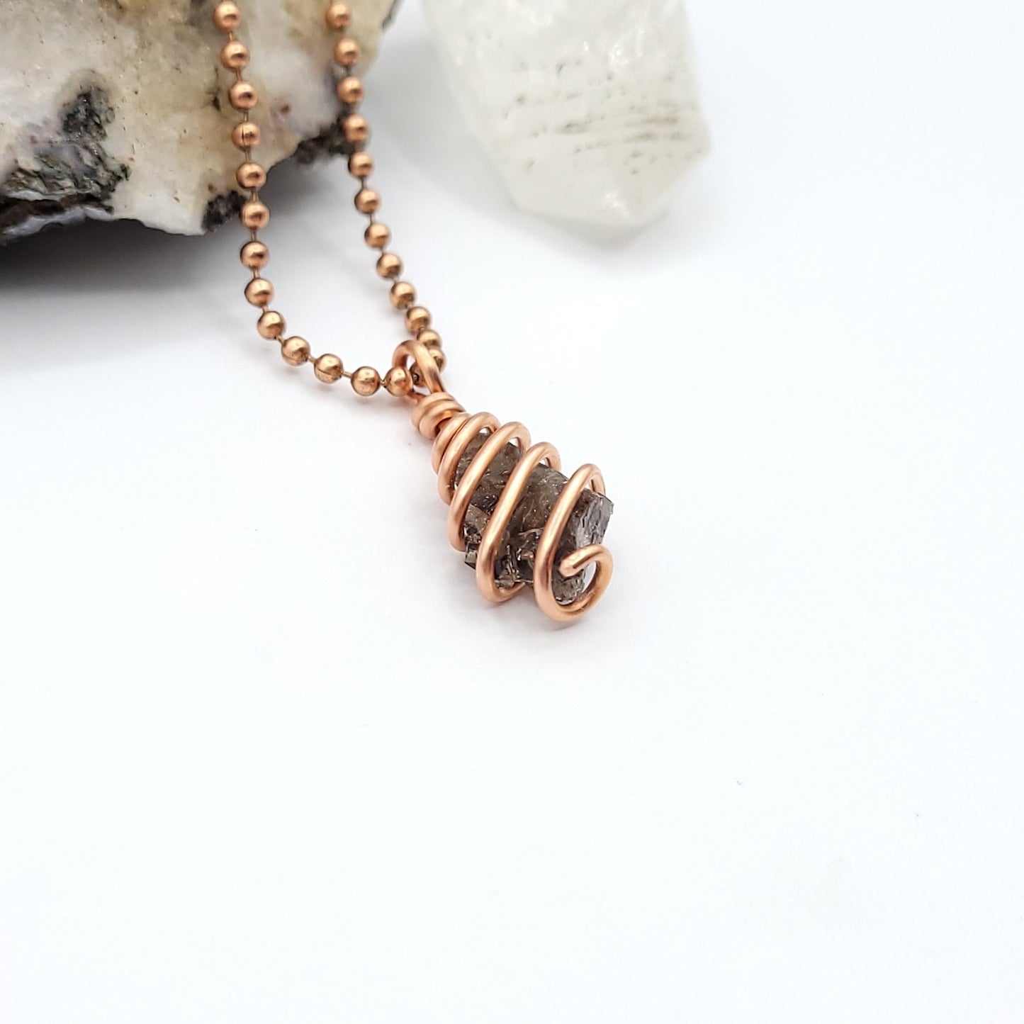 Raw Smoky Quartz Crystal Necklace in Copper Wire