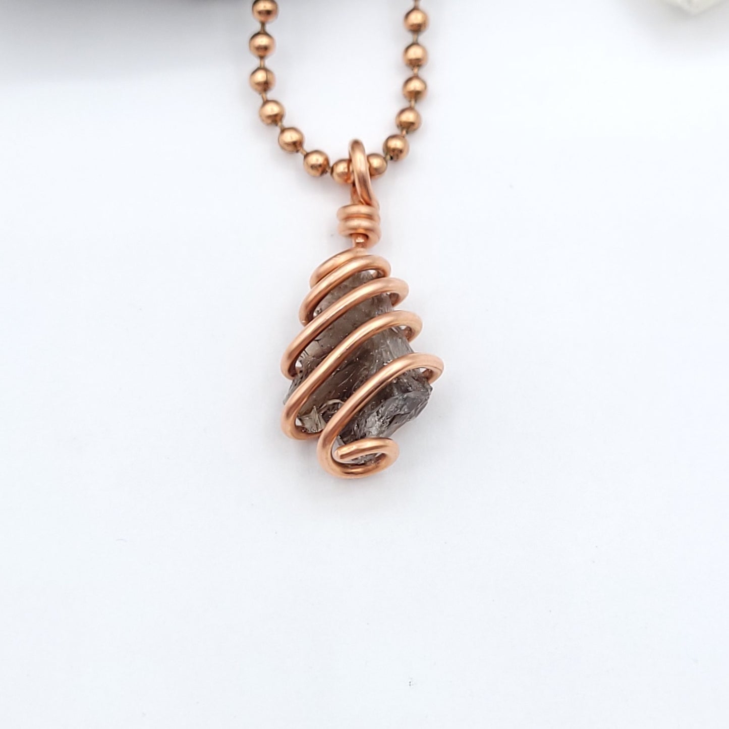 Raw Smoky Quartz Crystal Necklace in Copper Wire