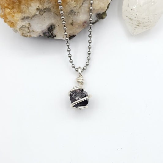 Raw Garnet Necklace in Silver - Crystal for Strength, Grounding, & Vitality